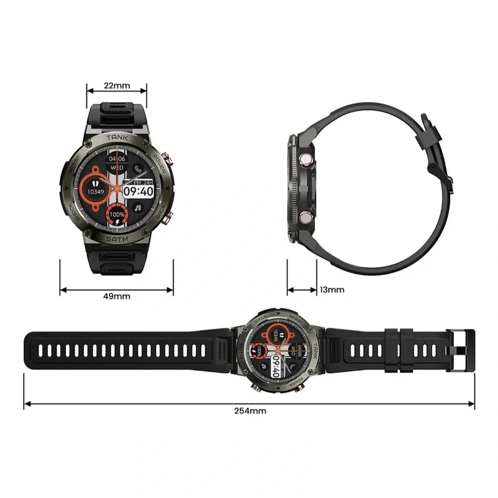 KOSPET‎ TANK T1 Pro Digital Watch High Clarity Fitness Tracker Men BT Calling.